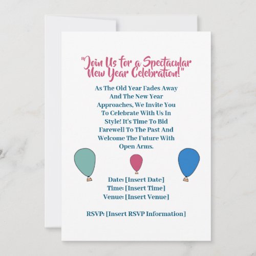 Custom 2024 Happy New Year with Colorful text Invitation