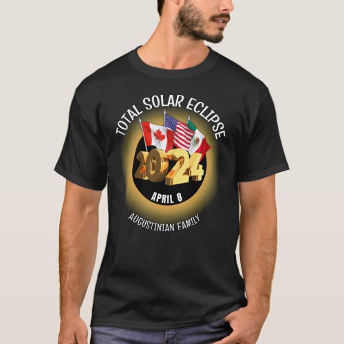 Custom 2024 TOTAL SOLAR ECLIPSE Flags Family T_Shirt