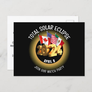 Custom 2024 TOTAL SOLAR ECLIPSE Flags Invitation Postcard