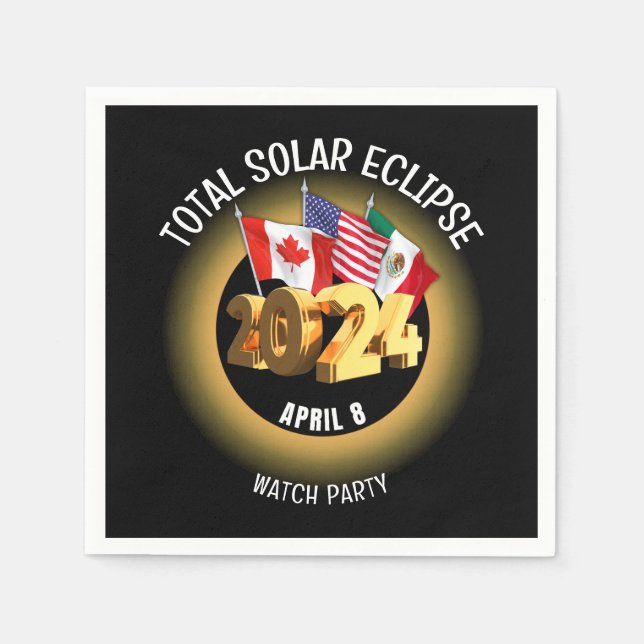 Custom 2024 TOTAL SOLAR ECLIPSE Flags Napkins (Front)