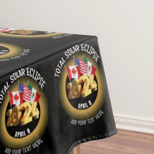 Custom 2024 TOTAL SOLAR ECLIPSE Flags Tablecloth