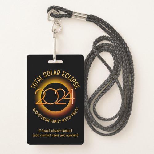Custom 2024 TOTAL SOLAR ECLIPSE Lost Child Group Badge