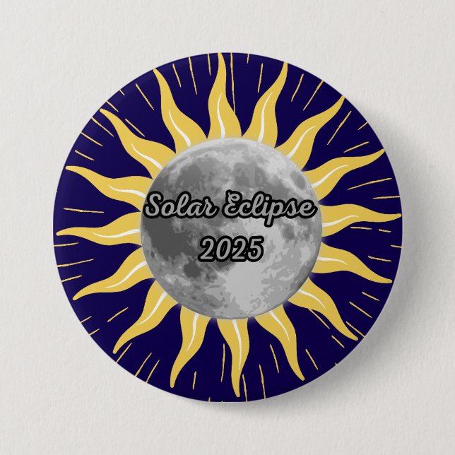 Custom 2025 Blue Solar Eclipse Button (Front)