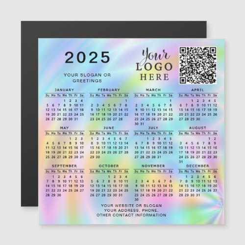 Custom 2025 Calendar QR Code Business Company Logo