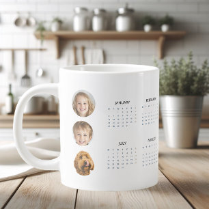 Custom 2025 Calendar with Three Photos  Giant Coff Coffee Mug