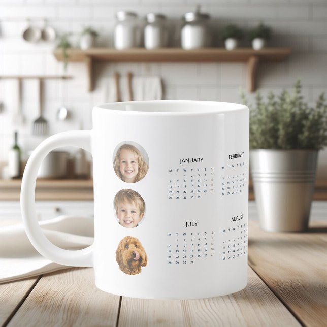 Custom 2025 Calendar with Three Photos  Giant Coff Giant Coffee Mug (Creator Uploaded)