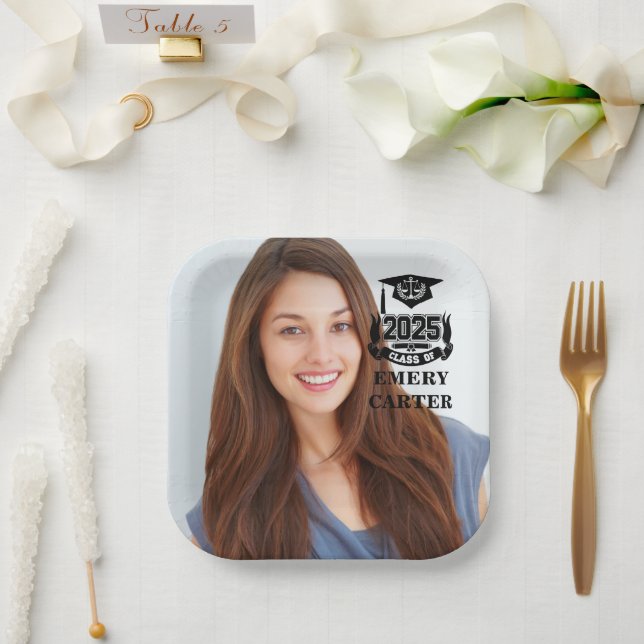 Custom 2025 Graduate Photo Attorney Law School  Paper Plates (Wedding)