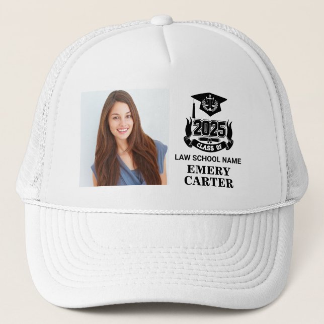 Custom 2025 Graduate Photo Attorney Law School  Trucker Hat (Front)