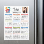 Custom 2026 Calendar Business Logo Company Magnet<br><div class="desc">This colorful business calendar plaque is custom made with your professional company name and office contact details. This trendy vertical calendar print features your logo on one side and personalized professional photo on the other. Contemporary marketing item for a corporation in 2026.</div>