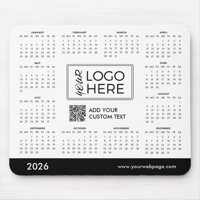 Custom 2026 Calendar Business Logo Mouse Pad (Front)