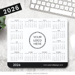 Custom 2026 Calendar Business Logo Mouse Pad<br><div class="desc">Customize this simple Corporate 2026 Monthly Calendar with your Business Logo Mouse Pad in modern white and black, making it a useful promotional item. Great option for Holiday corporate gifts, marketing product. Personalize and order your calendar mouse pads online. No minimum amount is required. Upload Logo in .png or .jpg...</div>