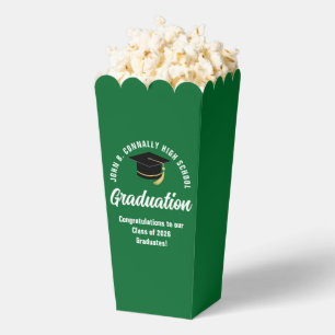 Custom 2026 Green Graduation Party Popcorn Favor Boxes