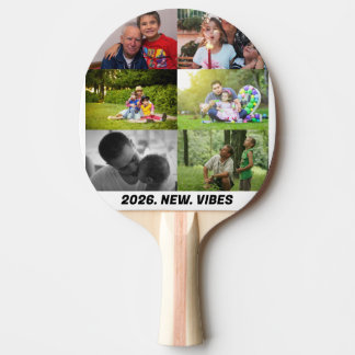 Custom 2026 vibes 6 photo collage  ping pong paddle