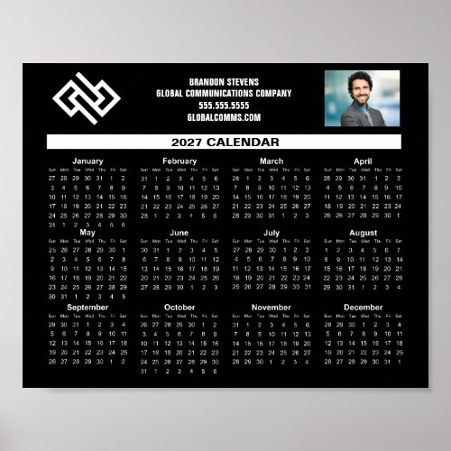 Custom 2027 Business Office Calendar Black Company Poster