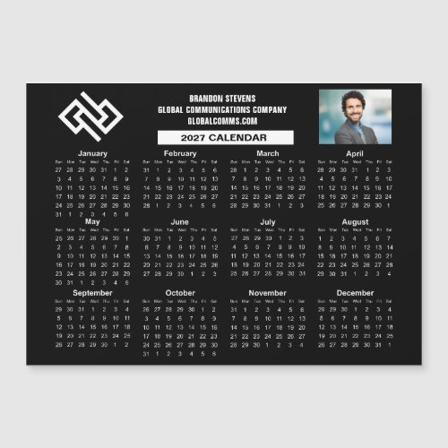Custom 2027 Company Calendar Black Business Magnet