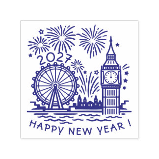 Custom 2027 London Fireworks Happy New Year Self-inking Stamp