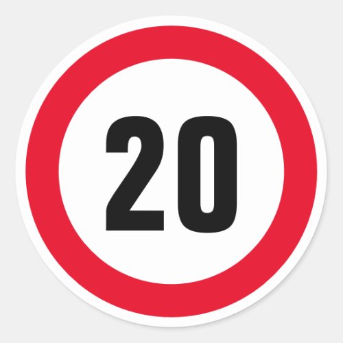 Custom 20 mph maximum speed limit stickers