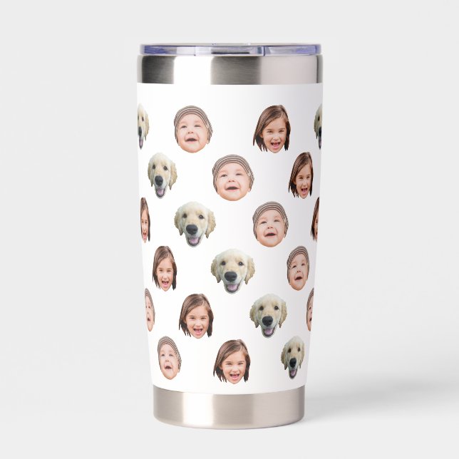 Custom 20 oz Funny Baby Kids Family Face 3 Photos Insulated Tumbler (Front)