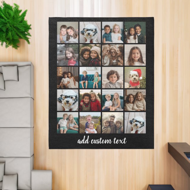 Custom 20 Photo Collage - Black - script text Rug (Insitu (Indoor 2))