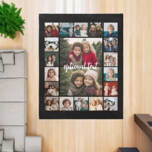 Custom 20 Photo Collage - Black - script text Rug