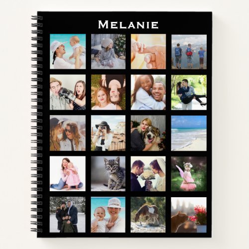 Custom 20 Square Photo Grid Collage Personalised Notebook