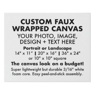 Custom 20" x 16" FAUX WRAPPED CANVAS PRINT Blank