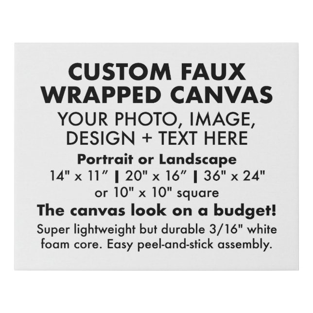 Custom 20" x 16" FAUX WRAPPED CANVAS PRINT Blank (Front)