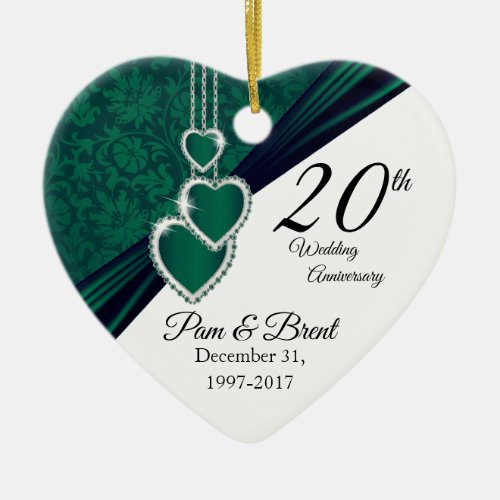 Custom _ 20th Emerald Photo Wedding Anniversary Ceramic Ornament