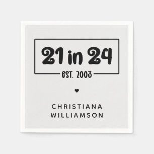 Custom 21st Birthday 21 in 24 Est 2003 Birthday Napkins