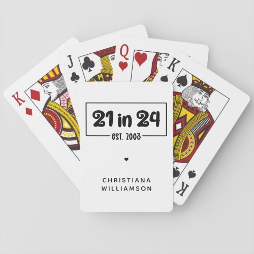 Custom 21st Birthday 21 in 24 Est 2003 Birthday Poker Cards