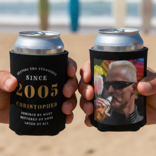 Custom 21st Birthday Can Cooler with Name & Photo