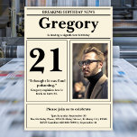 Custom 21st Birthday Funny Quote Retro Newspaper Invitation<br><div class="desc">👉 Put a smile on a face with this awesome retro newspaper style 21st birthday invitation! Complete with a funny quote and photo, you will sure set your celebration above the rest! #zazzlemade - Simply click to personalize this design 🔥 My promises - This design is unique - It is...</div>