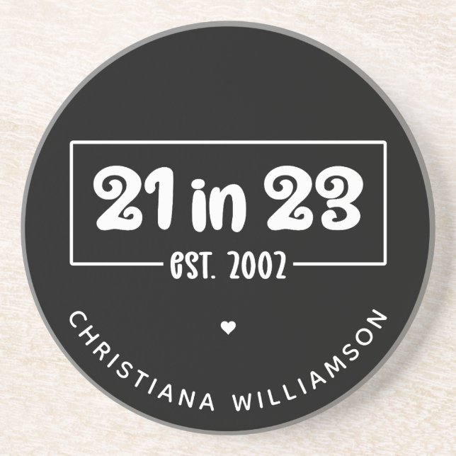 Custom 21st Birthday Gift 21 in 23 Est 2002 Coaster (Front)