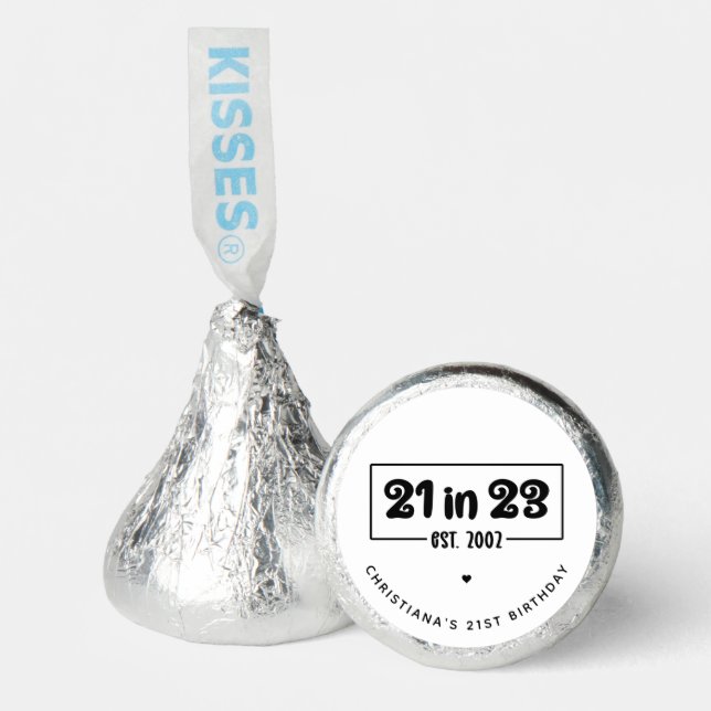 Custom 21st Birthday Gift 21 in 23 Est 2002 Hershey®'s Kisses® (Front)