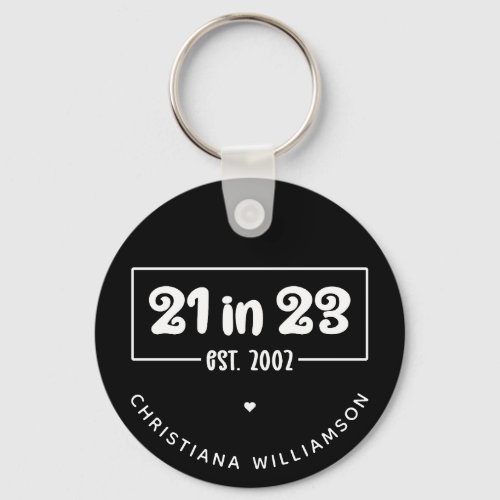 Custom 21st Birthday Gift 21 in 23 Est 2002  Keychain
