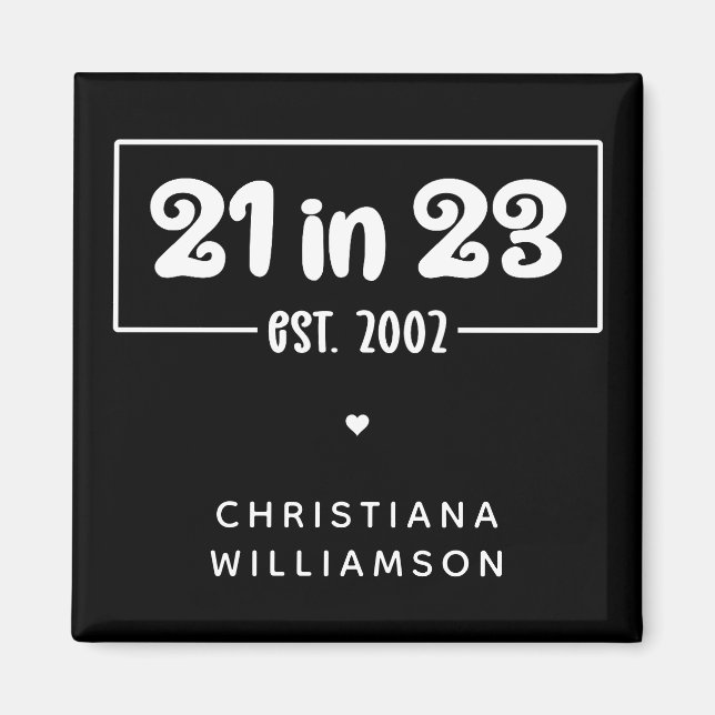 Custom 21st Birthday Gift 21 in 23 Est 2002 Magnet (Front)