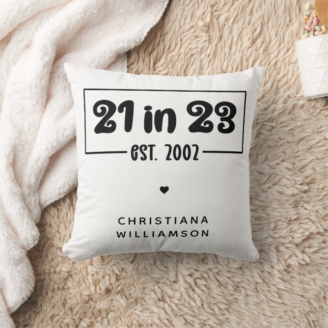 Custom 21st Birthday Gift 21 in 23 Est 2002 Throw Pillow (Blanket)
