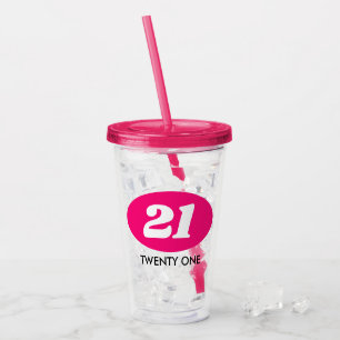 Custom 21st Birthday party plastic tumbler glass