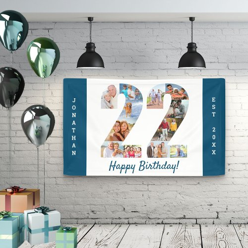 Custom 22nd Birthday Party Photo Collage Banner