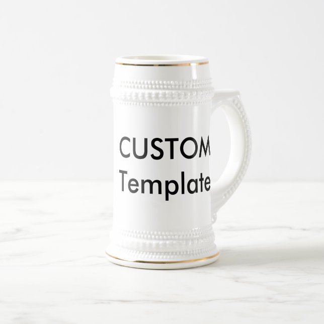 Custom 22oz Traditional Beer Stein WHITE & GOLD (Front Right)