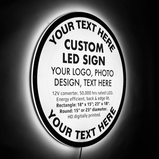 Custom 23" Round LED Sign with Circular Text (Angle)