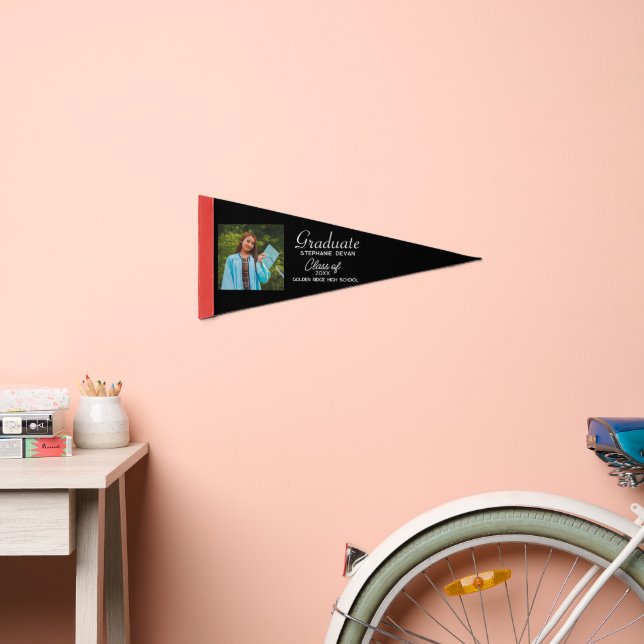 Custom 24" x 18" Banner Pennant, Chic Photo Sports Pennant Flag (Front)