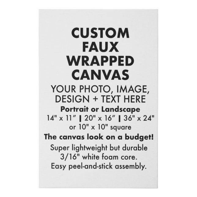 Custom 24" x 36" FAUX WRAPPED CANVAS PRINT Blank (Front)