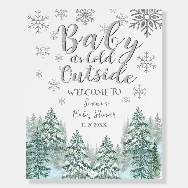 Custom 24x30 inches Forest Winter Baby Shower Foam Board (Front)