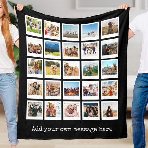 Custom 25 Photo Collage Fleece Blanket