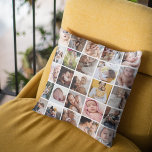 Custom 25 Photo Collage Throw Pillow<br><div class="desc">Personalized insta picture pillow featuring 25 square family photos for you to replace with your own.</div>
