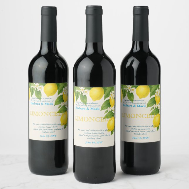 Custom 25th Anniversary Limoncello Bottle Label (Bottles)