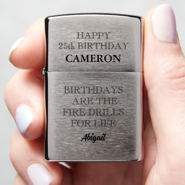 Custom 25th Birthday Zippo Lighter (In Hand)
