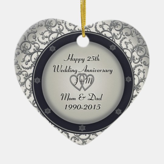 Custom 25th Silver Wedding Anniversary Ceramic Ornament | Zazzle.com