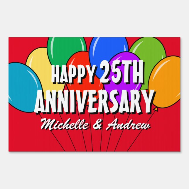 Custom 25th wedding anniversary balloon yard sign (Front)
